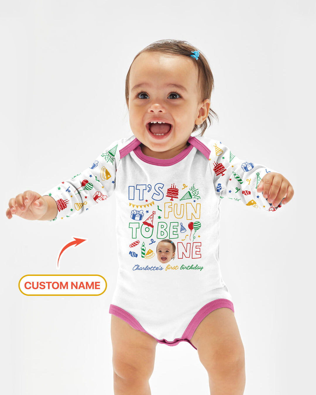 Gerippte Babykleidung mit individuellem Foto - Weich &amp; Skizzenhaft