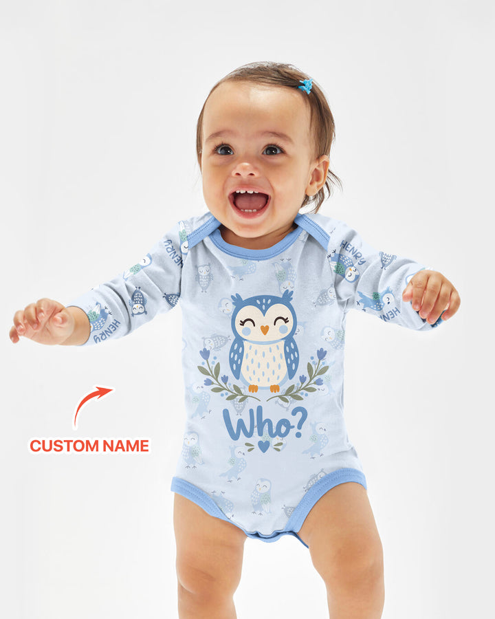 Custom Name Twin Owl Who's Who Bamboo Bodysuit