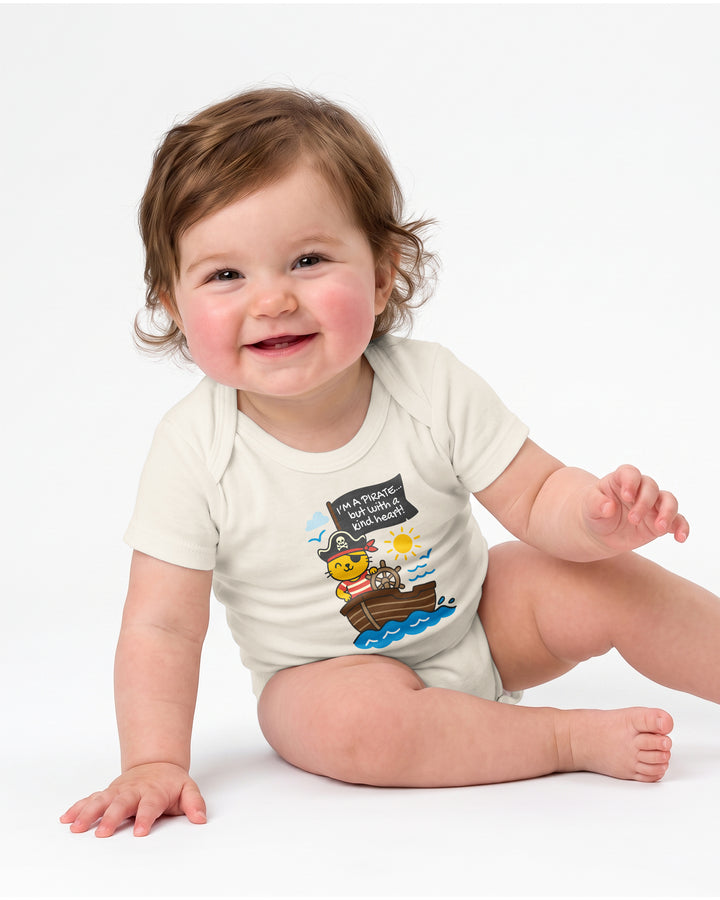 I'm a Pirate with a Kind Heart Cat Baby Bamboo Bodysuit