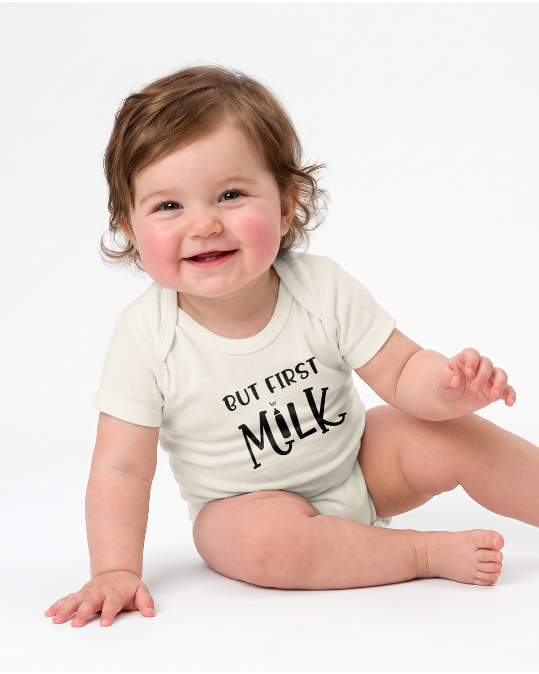 But First Milk Funny Baby Bamboo Bodysuit
