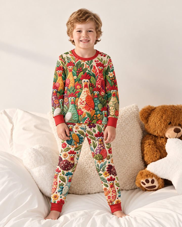 Funny Chicken Bamboo Two Piece Long Sleeve Pajama Set