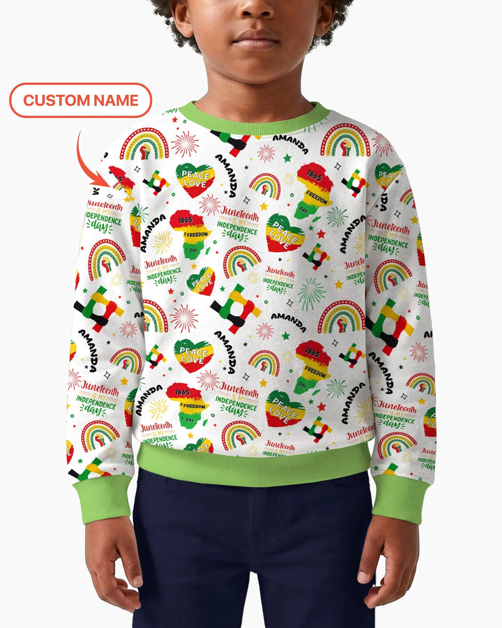 Personalisierter Name Juneteenth Is My Independence Day Crewneck-Sweatshirt aus Bambus