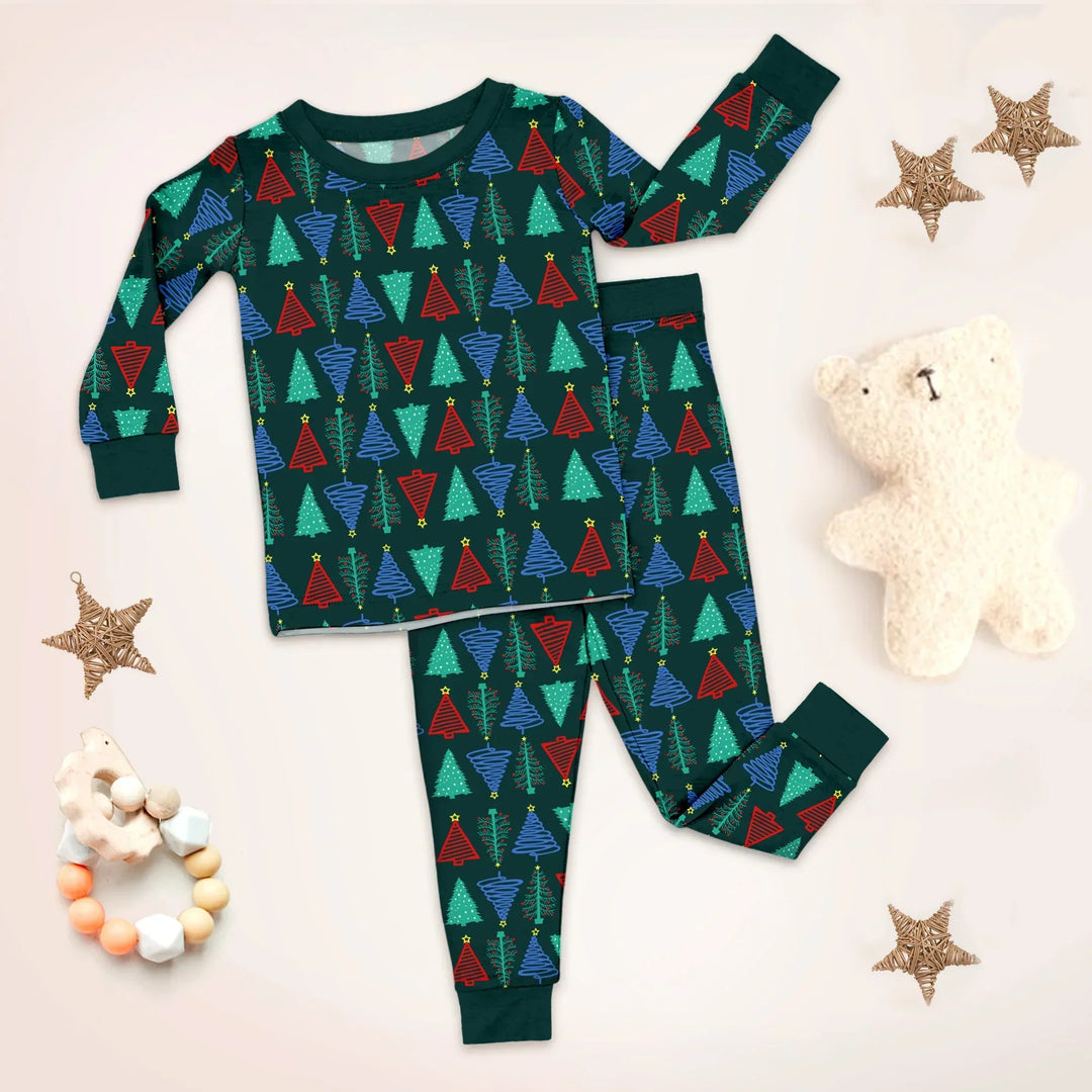 Christmas Tree Bamboo Pajamas for Baby – Cozy and Elegant , Christmas Tree Bamboo Pajamas for Baby – Cozy and Elegant - Long Pajama / 18-24M