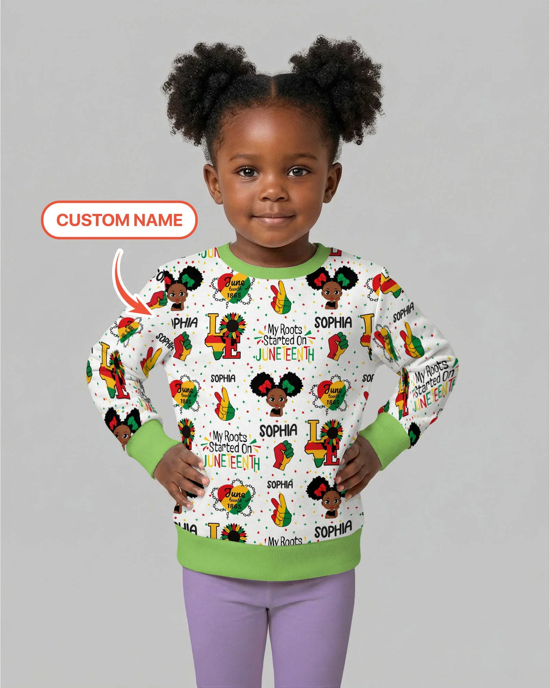 Personalisiertes Sweatshirt „My Roots Started On Juneteenth“ aus Bambus-Mischgewebe mit Rundhalsausschnitt