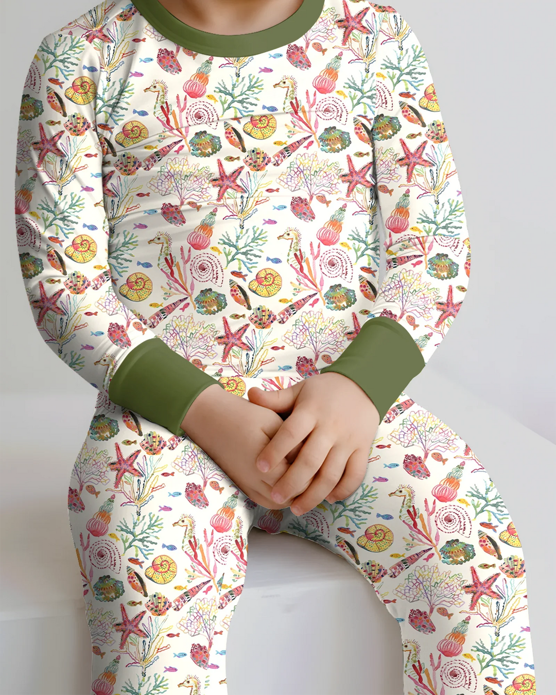 Tropical Reef Whimsy  Bamboo Two Piece Long Sleeve Pajama Set