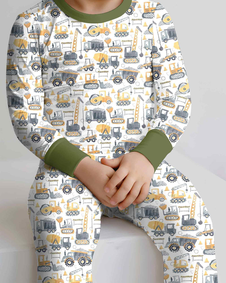 Construction Crew Bamboo Two Piece Long Sleeve Pajama Set