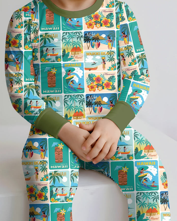 Zweiteiliges Langarm-Pyjama-Set mit Sommerfrüchten
