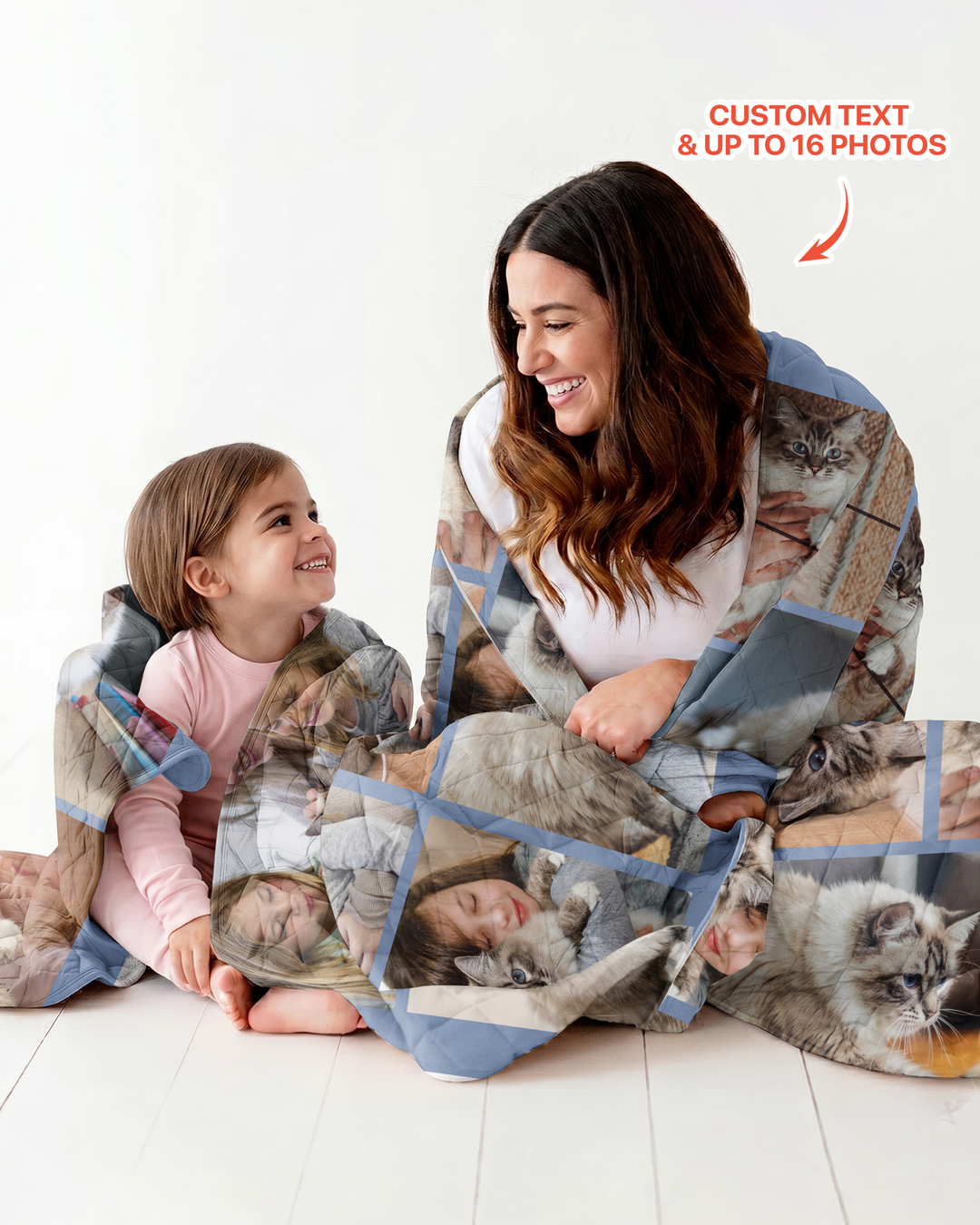 Custom Pet Photo Collage Bamboo Quilt Blanket