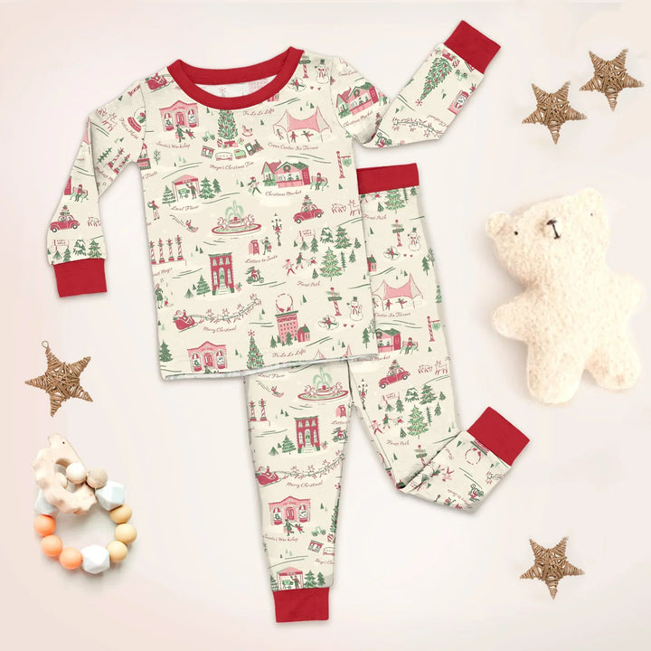 Christmas Village Bamboo Zipper Pajamas for Infants - Enchanting & Comfortable , Christmas Village Bamboo Zipper Pajamas for Infants - Enchanting & Comfortable - Long Zippy / 0-3M