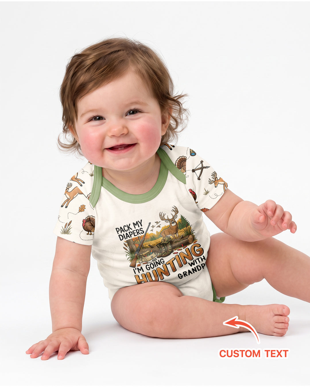 Personalized Pack My Diapers I'm Going Hunting Bamboo Bodysuit