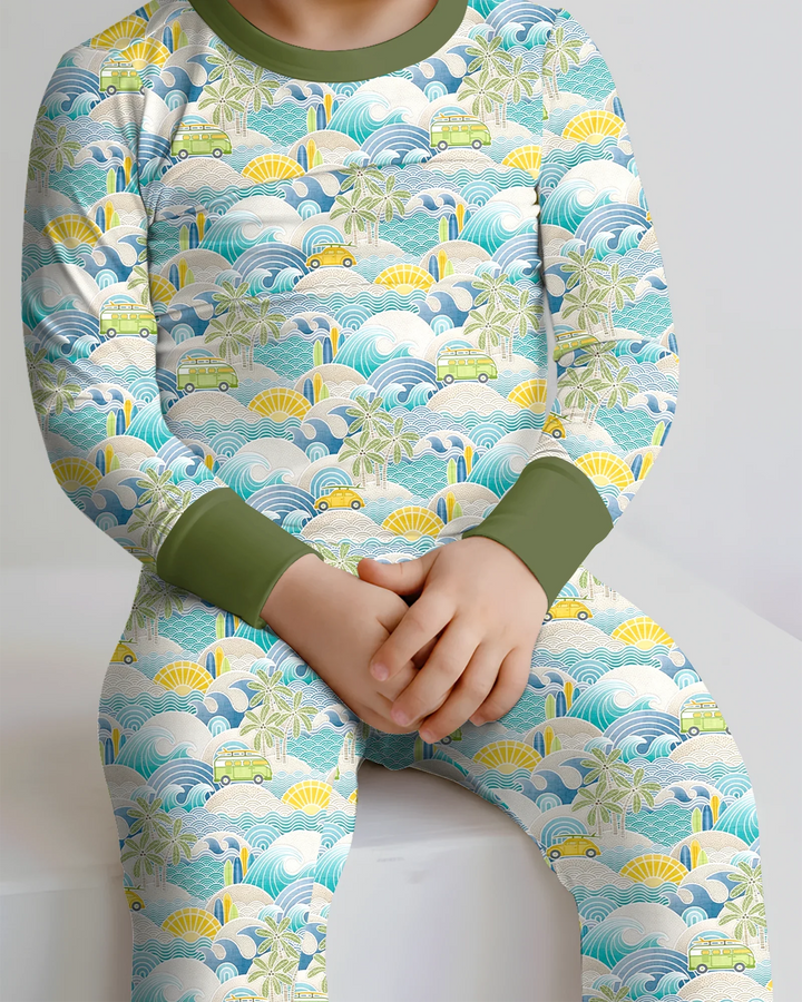 Zweiteiliges Langarm-Pyjama-Set mit Sommerfrüchten