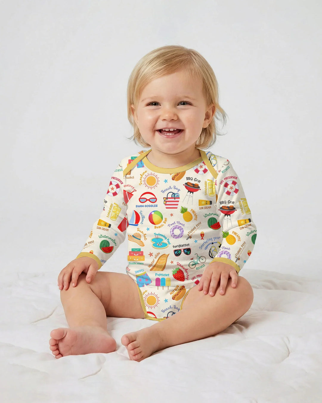 Gerippte Babykleidung mit individuellem Foto - Weich &amp; Skizzenhaft