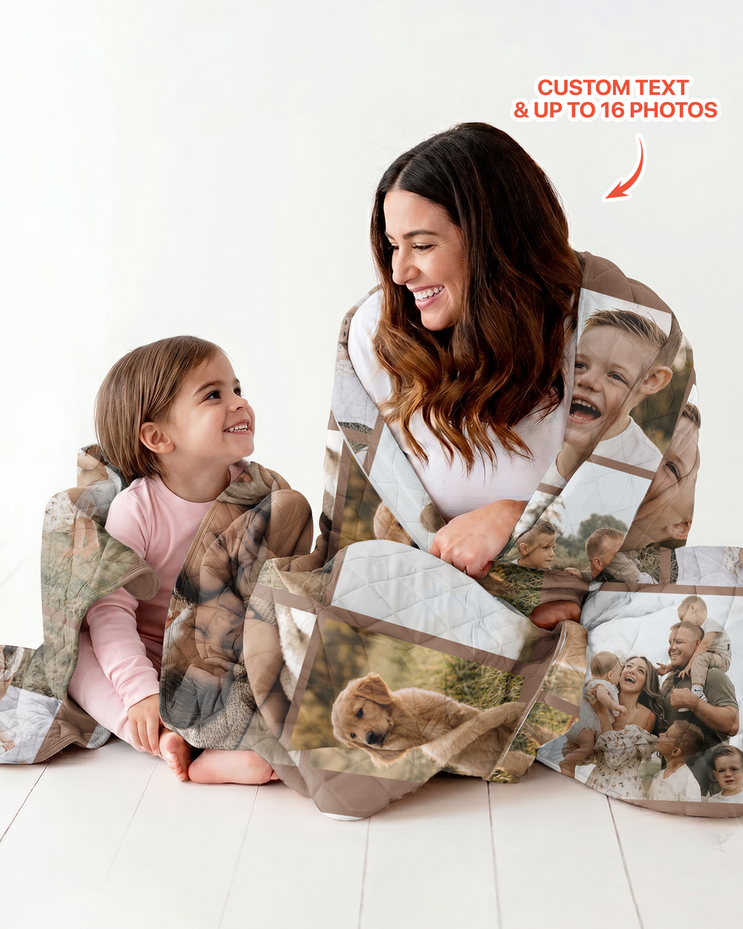Custom Photo Collage Family Bamboo Quilt Blanket