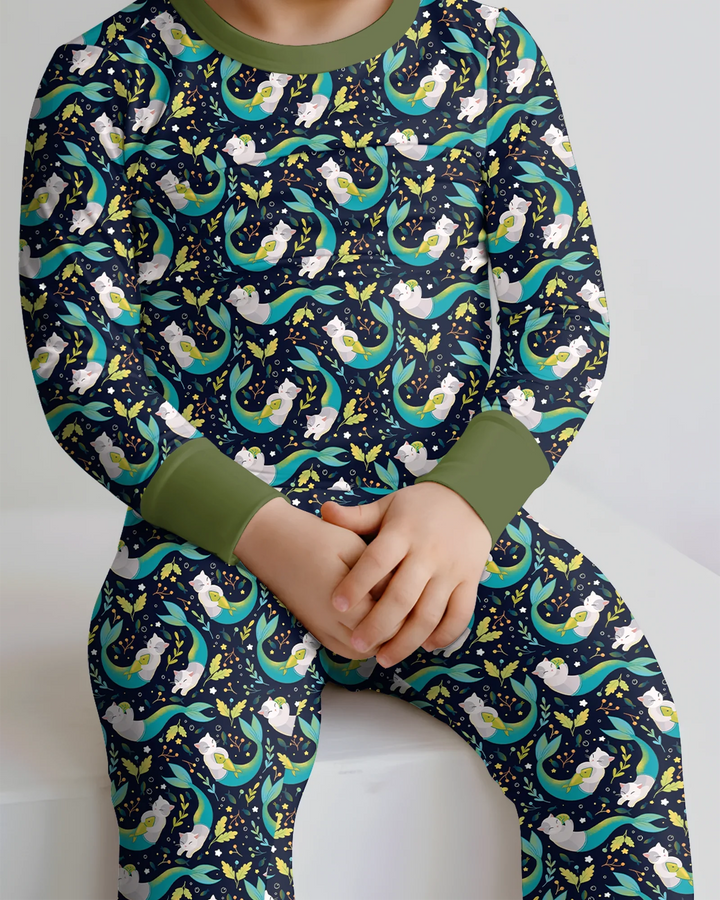 Zweiteiliges Langarm-Pyjama-Set mit Sommerfrüchten