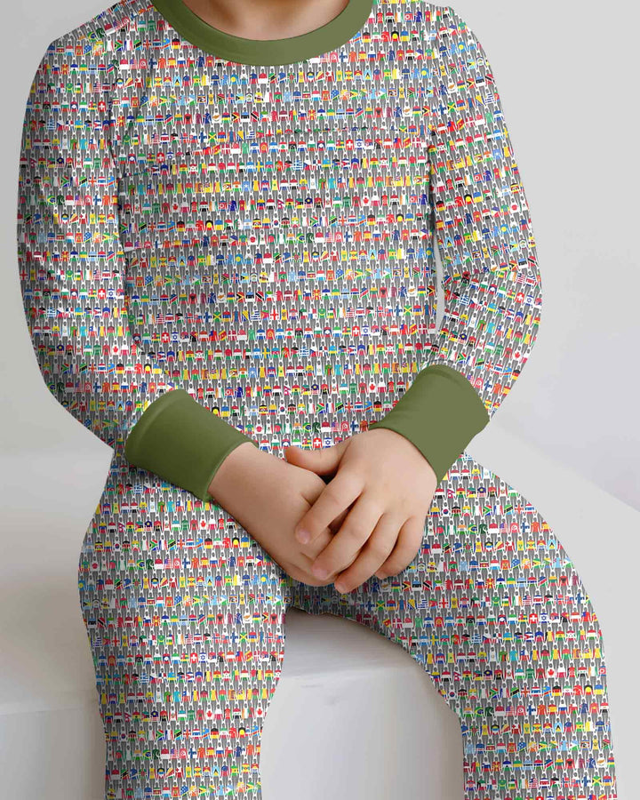 Zweiteiliges Langarm-Pyjama-Set mit Sommerfrüchten