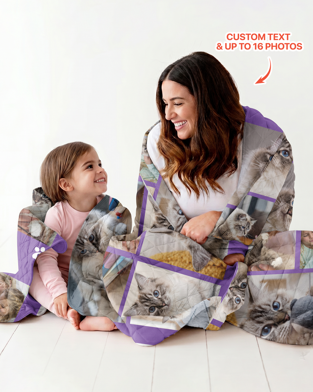 Custom Pet Photo Collage Bamboo Quilt Blanket