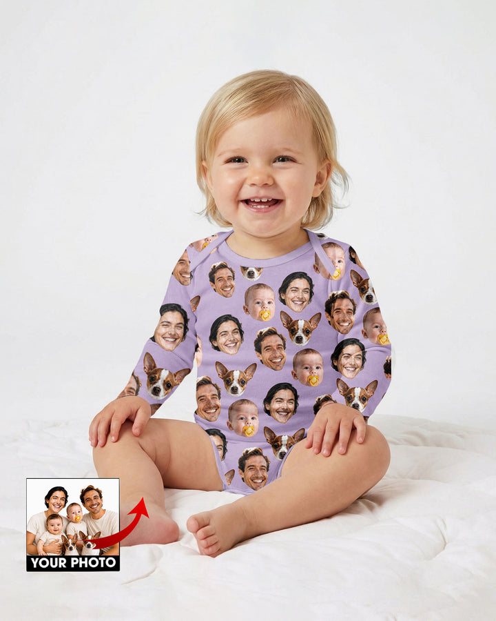 Personalized Face Baby Bodysuit, Families Faces Newborn Bodysuit