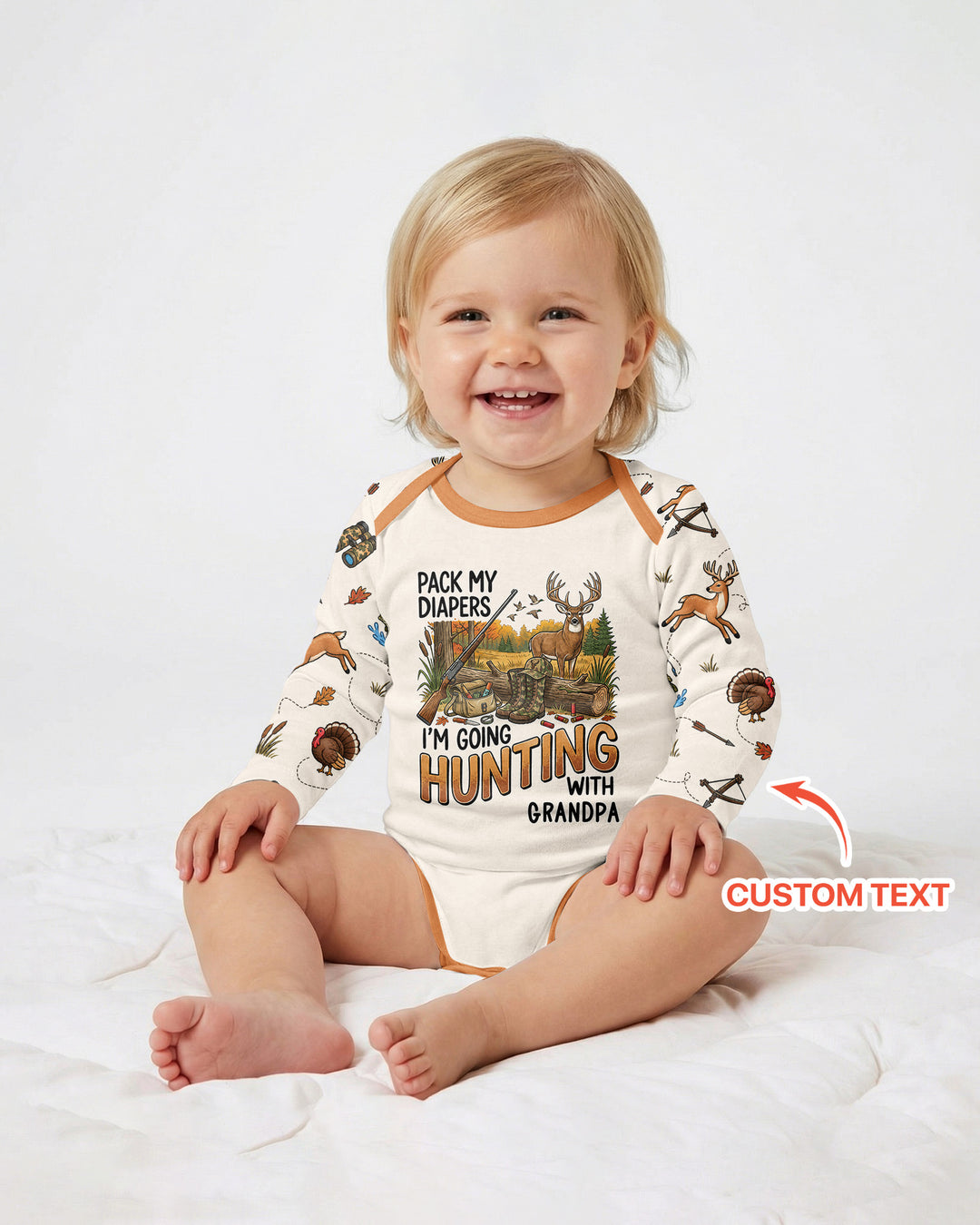 Personalized Pack My Diapers I'm Going Hunting Bamboo Bodysuit