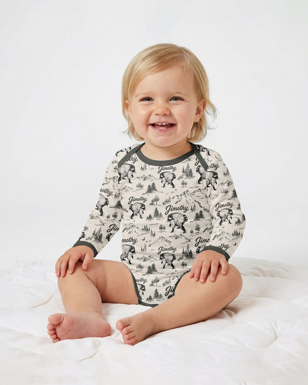 Gerippte Babykleidung mit individuellem Foto - Weich &amp; Skizzenhaft