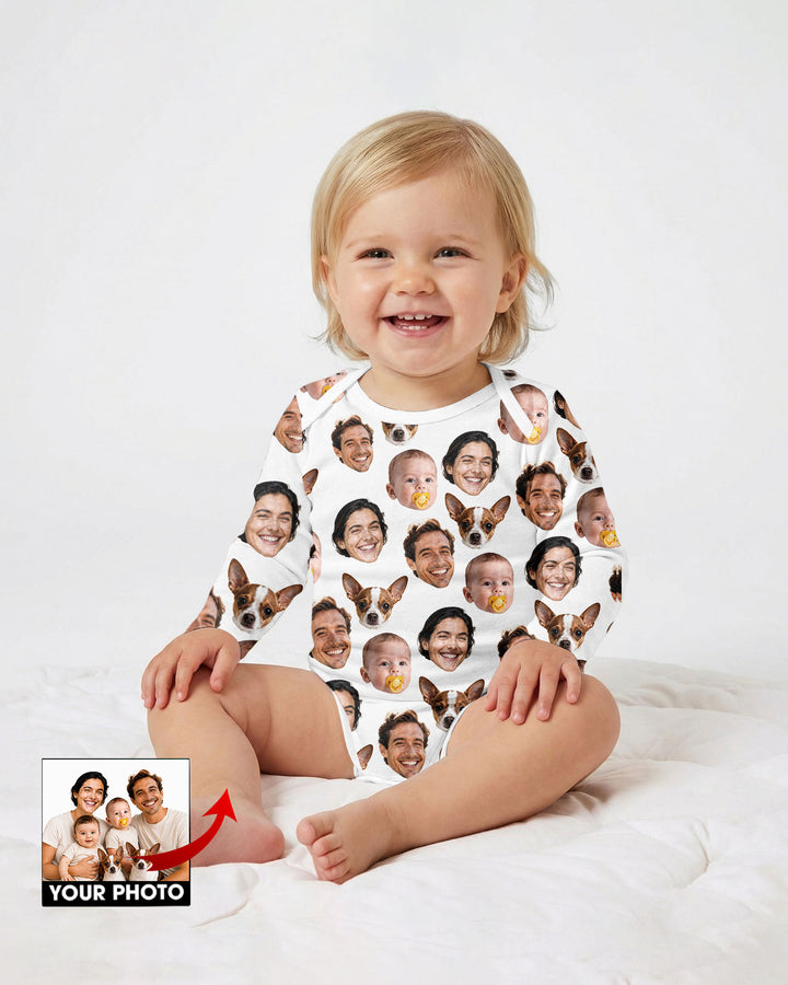 Personalized Face Baby Bodysuit, Families Faces Newborn Bodysuit
