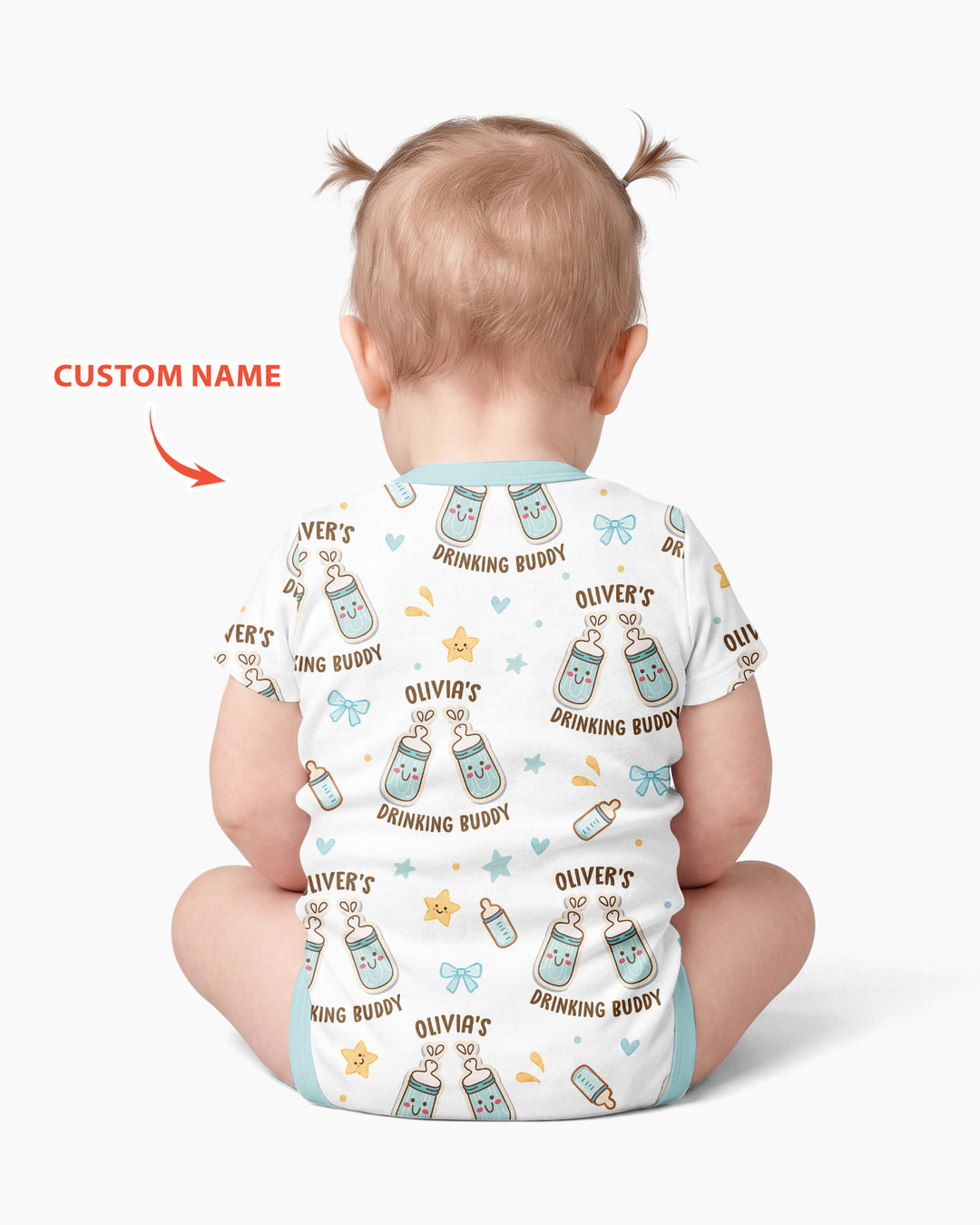 Custom Name Twin Drinking Buddies Bamboo Bodysuit
