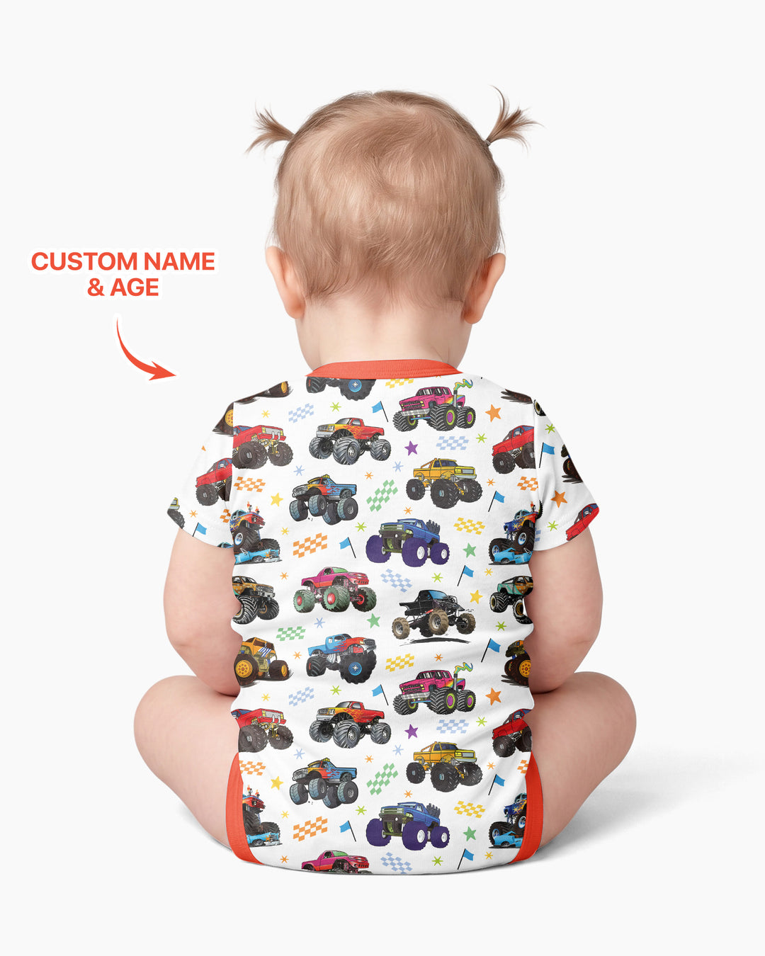 Monster Truck Birthday Boy Custom Name Bamboo Bodysuit