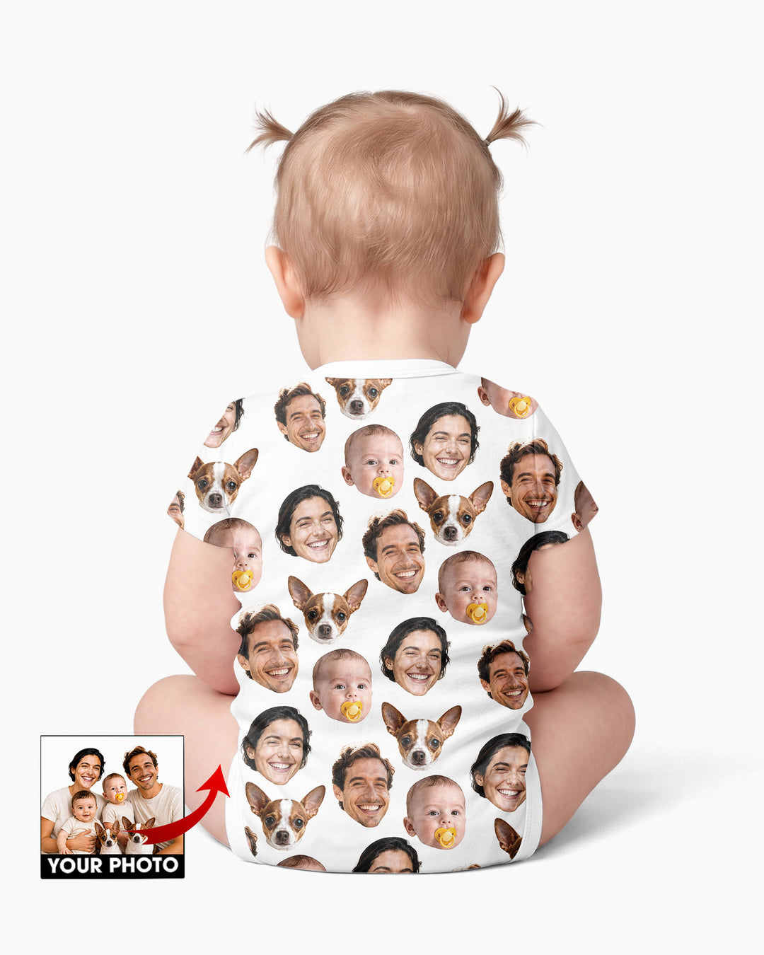 Personalized Face Baby Bodysuit, Families Faces Newborn Bodysuit
