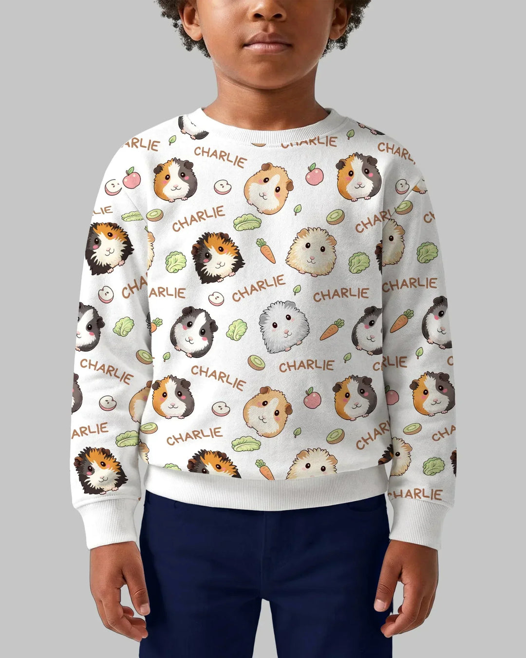 Personalisiertes süßes Meerschweinchen Bambus Rundhals-Sweatshirt