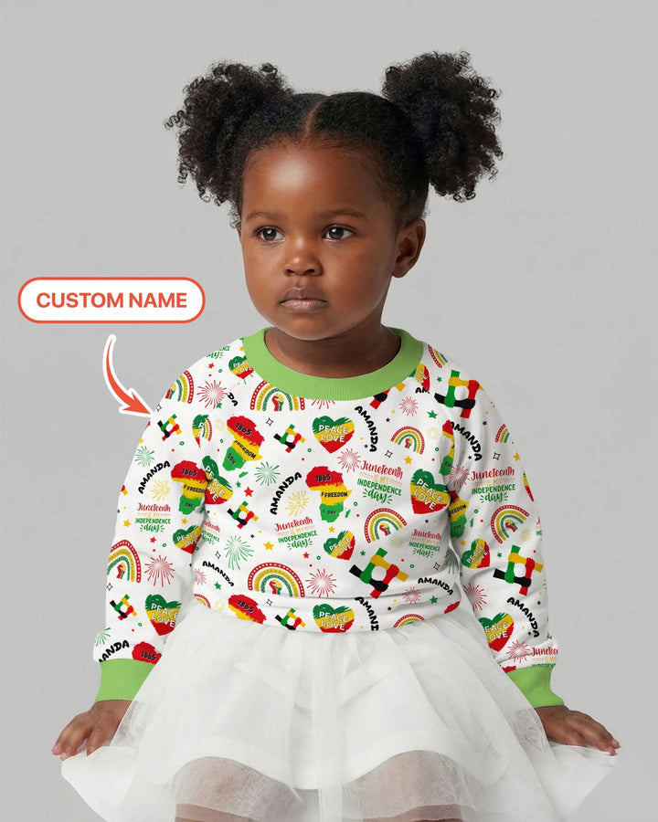 Personalisierter Name Juneteenth Is My Independence Day Crewneck-Sweatshirt aus Bambus