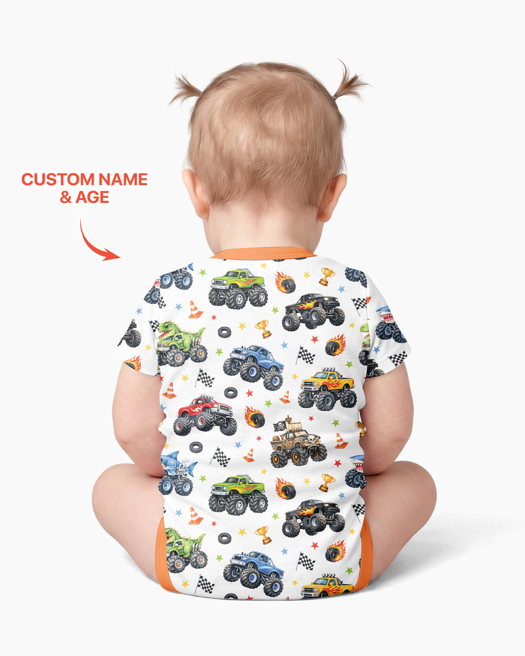 Personalized Monster Trucks Birthday Boy Bamboo Bodysuit