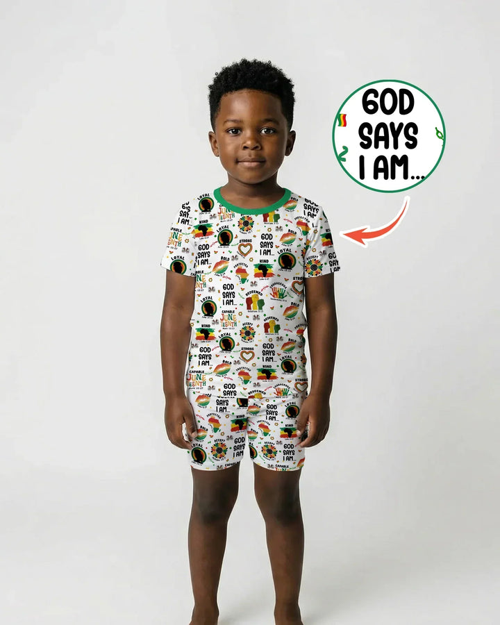 Template Zweiteiliges Pyjama-Set mit kurzen Ärmeln und Shorts