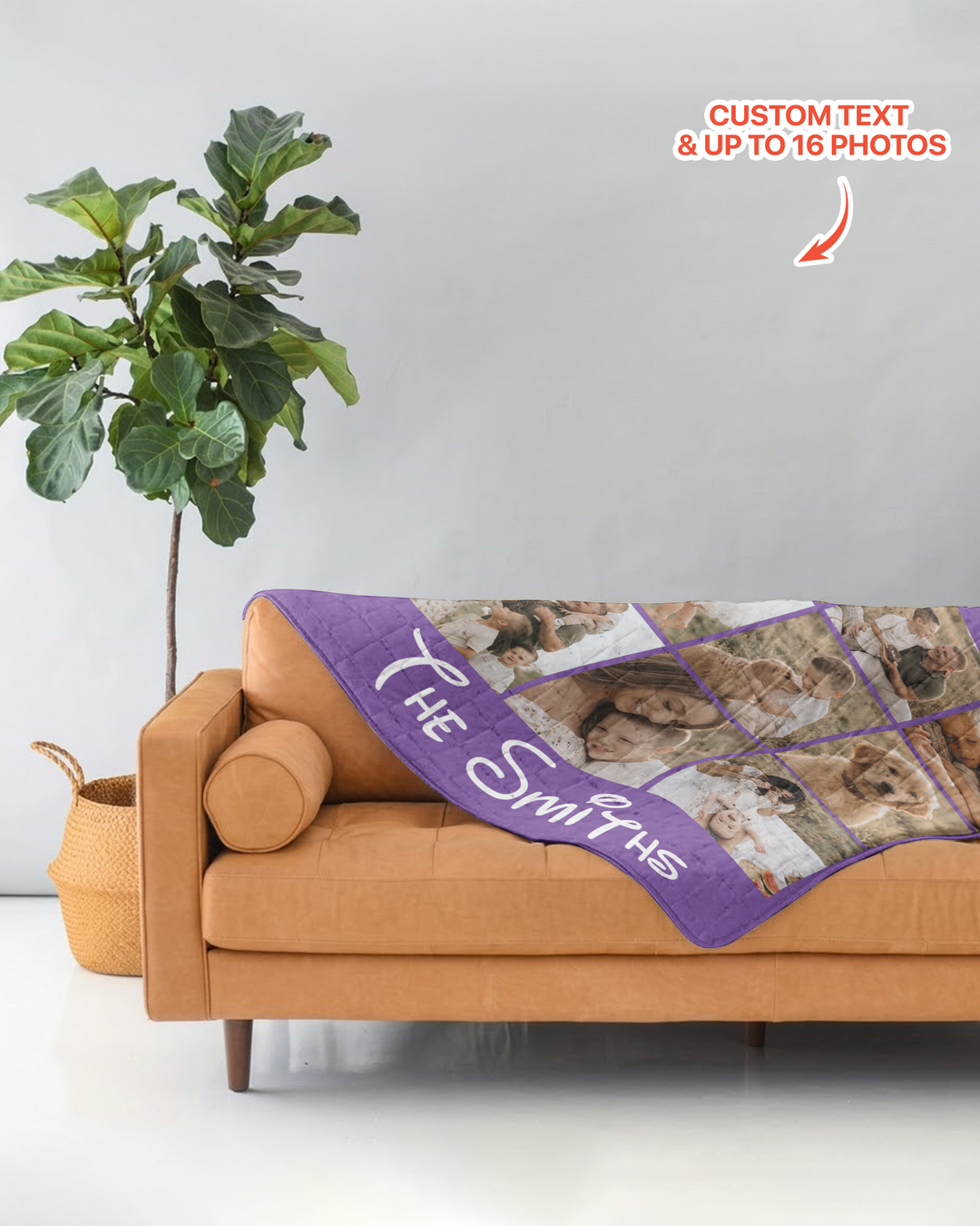 Custom Photo Collage Family Bamboo Quilt Blanket