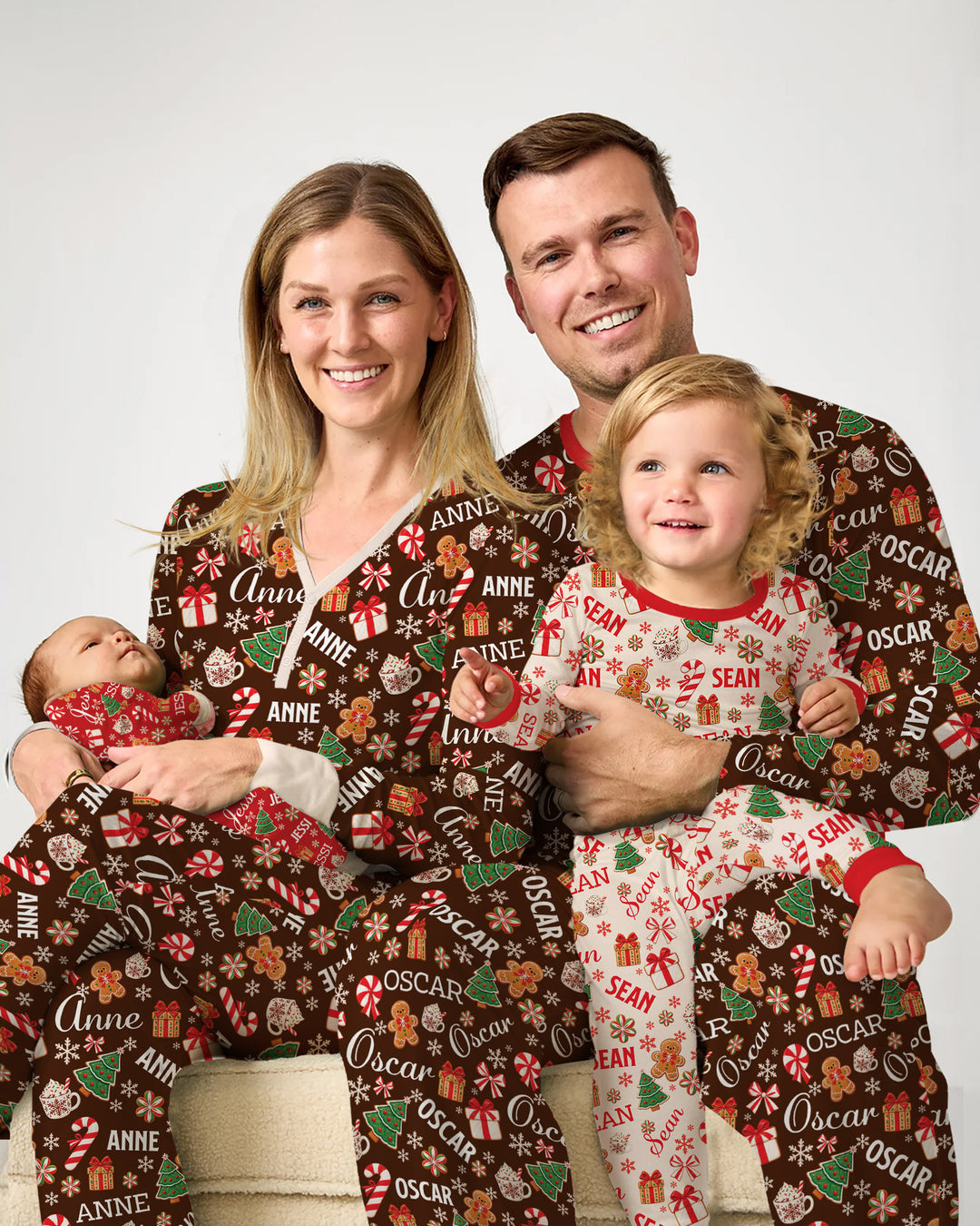 Merry Christmas Custom Name Bamboo Two Piece Long Sleeve Pajama Set