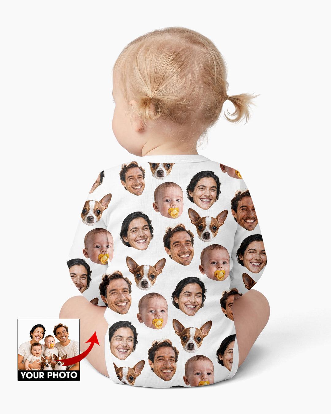 Personalized Face Baby Bodysuit, Families Faces Newborn Bodysuit