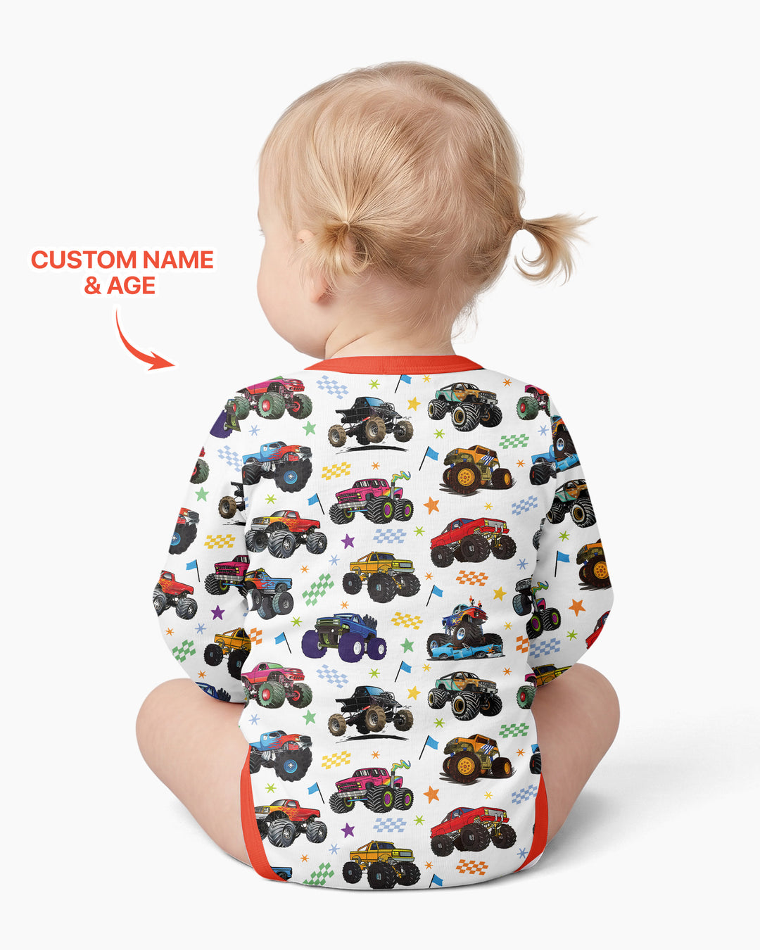 Monster Truck Birthday Boy Custom Name Bamboo Bodysuit
