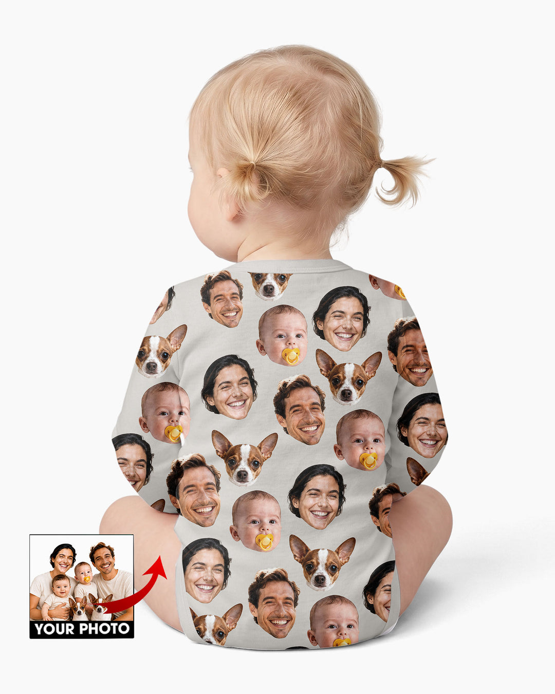 Personalized Face Baby Bodysuit, Families Faces Newborn Bodysuit