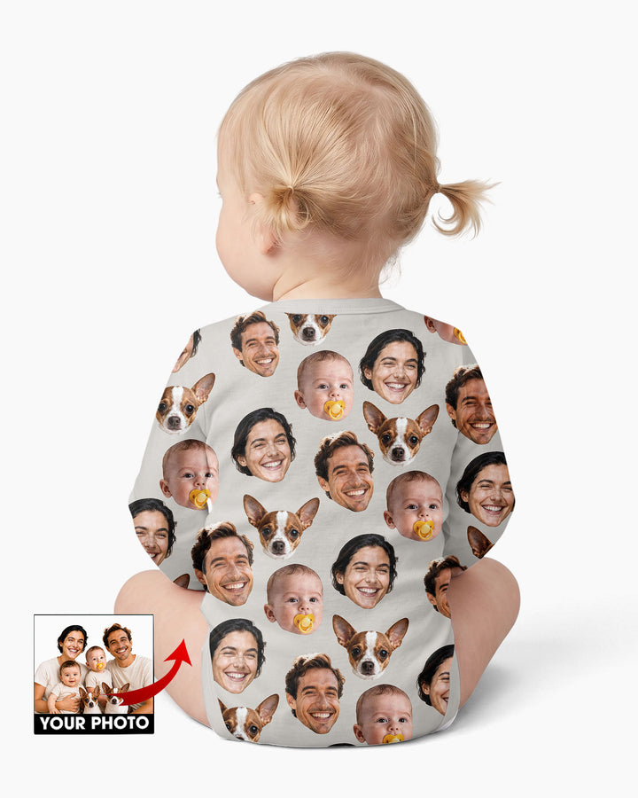 Personalized Face Baby Bodysuit, Families Faces Newborn Bodysuit