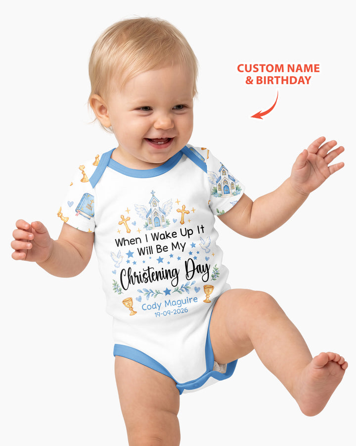 Personalized When I Wake Up It Will Be My Christening Day Bamboo Bodysuit