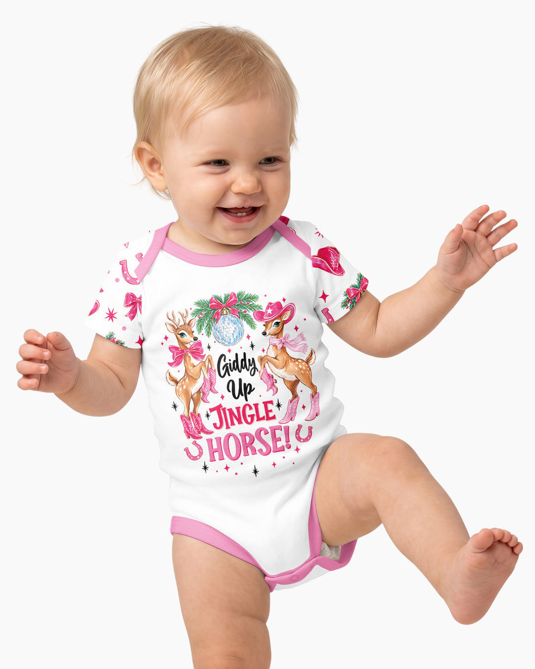 Western Christmas Giddy-up Jingle Horse Bamboo Bodysuit