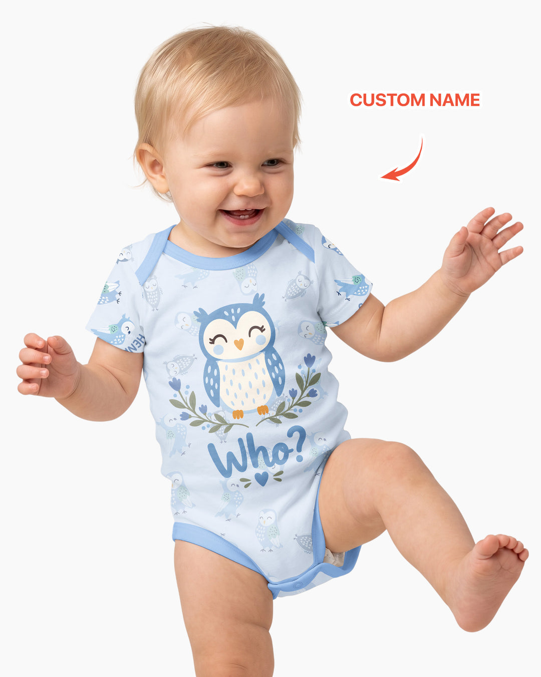 Custom Name Twin Owl Who's Who Bamboo Bodysuit