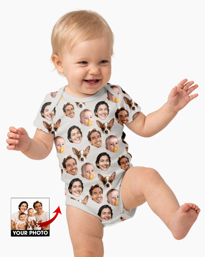 Personalized Face Baby Bodysuit, Families Faces Newborn Bodysuit