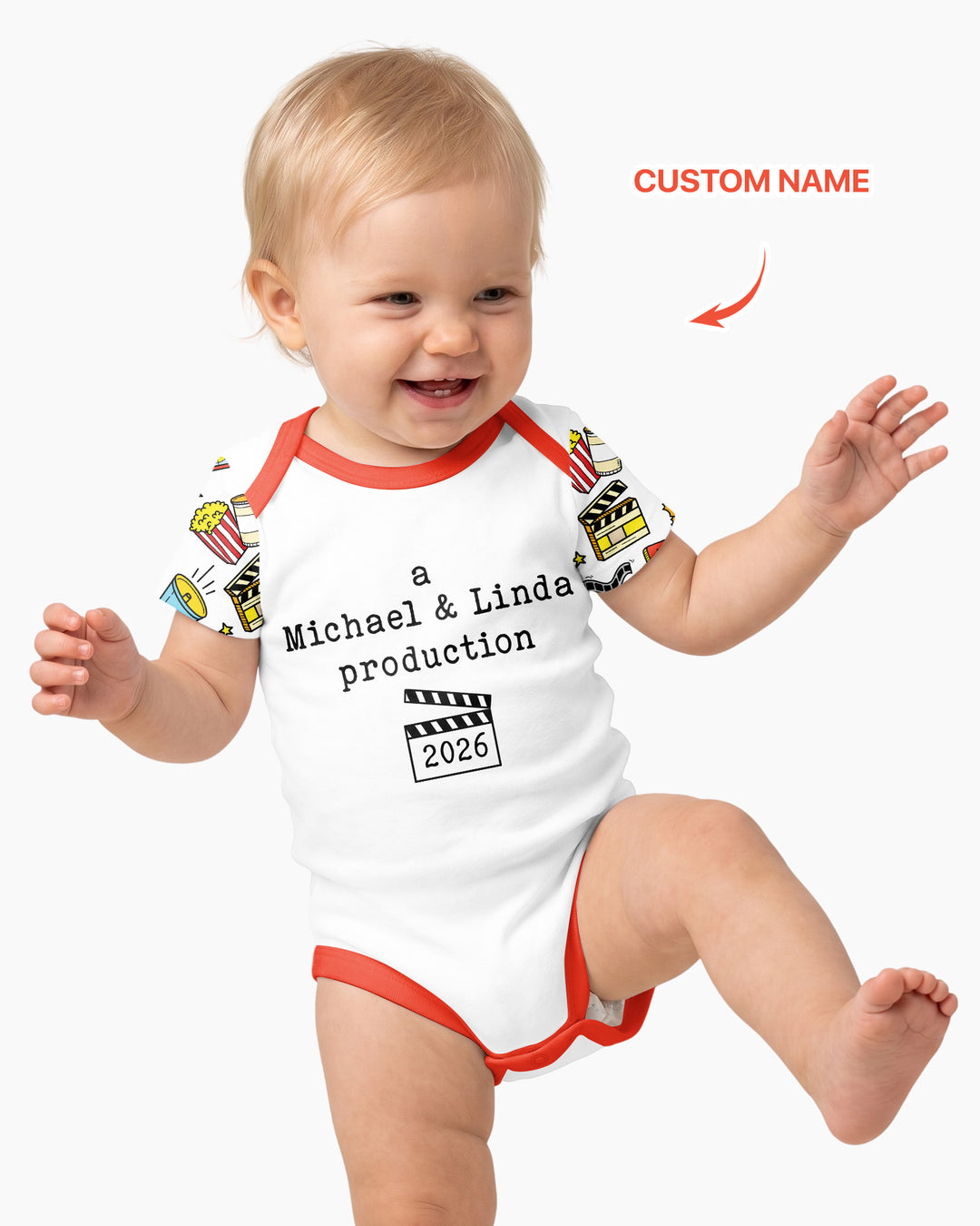 Gerippte Babykleidung mit individuellem Foto - Weich &amp; Skizzenhaft
