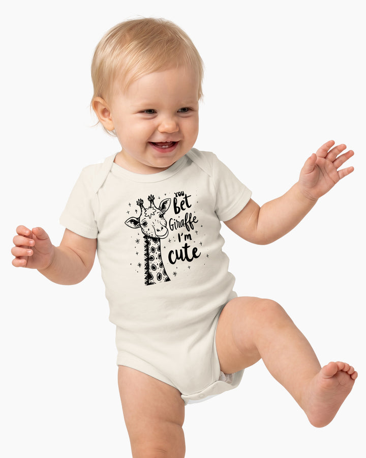 You Bet Giraffe I'm Cute Funny Baby Bamboo Bodysuit