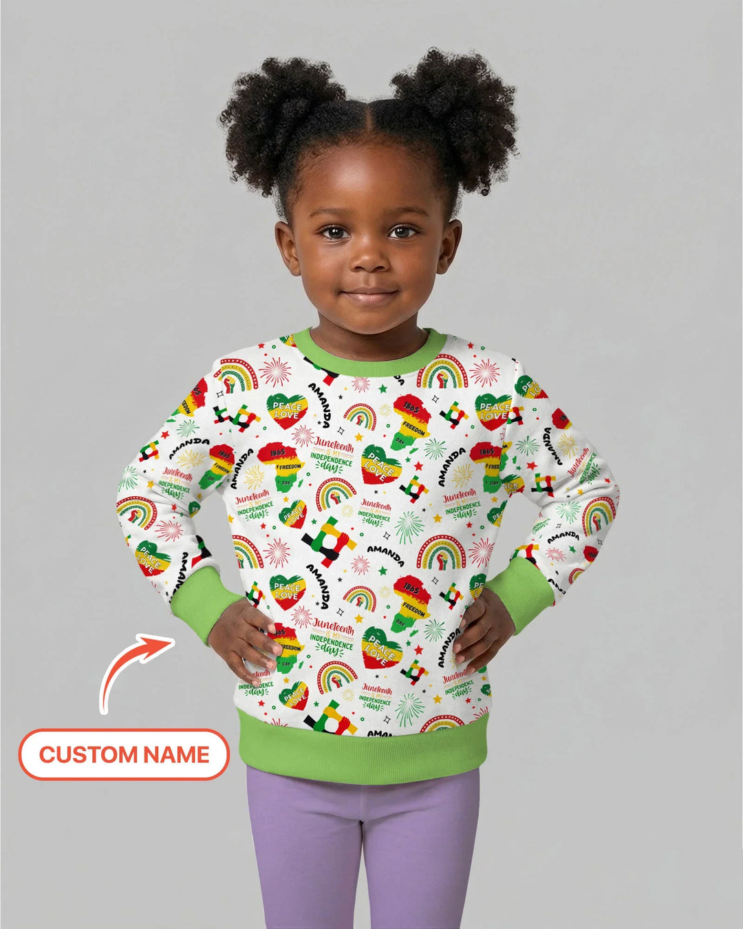 Personalisierter Name Juneteenth Is My Independence Day Crewneck-Sweatshirt aus Bambus