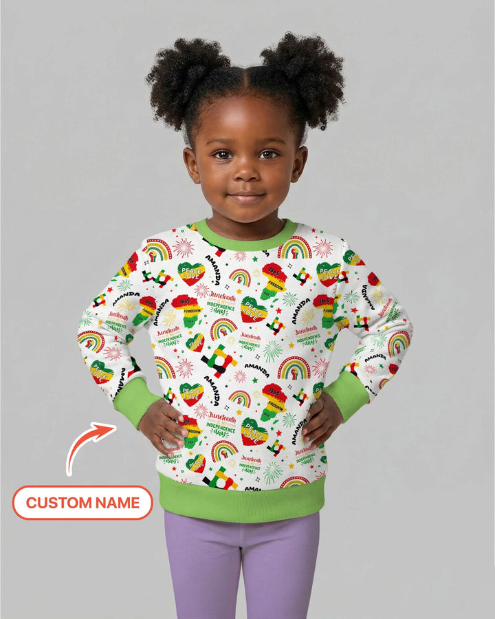 Personalisierter Name Juneteenth Is My Independence Day Crewneck-Sweatshirt aus Bambus