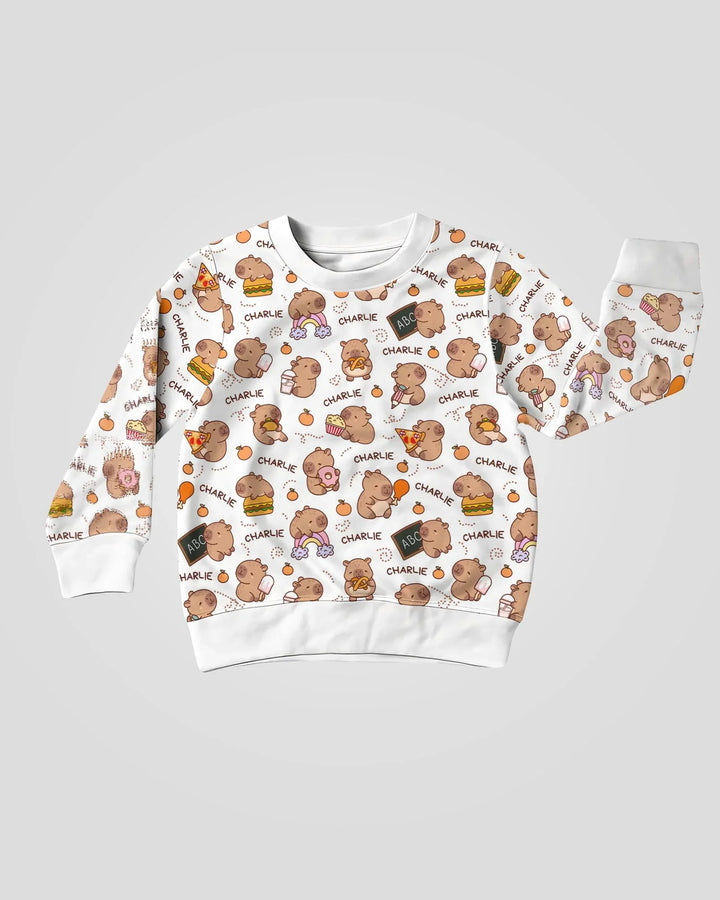 Personalisiertes niedliches Capybara Bambus Rundhals-Sweatshirt