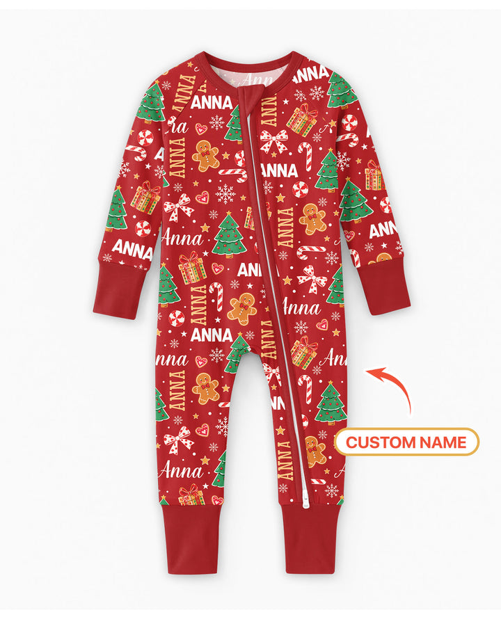 Custom Name Christmas Crew Family Matching Bamboo Convertible Zippy