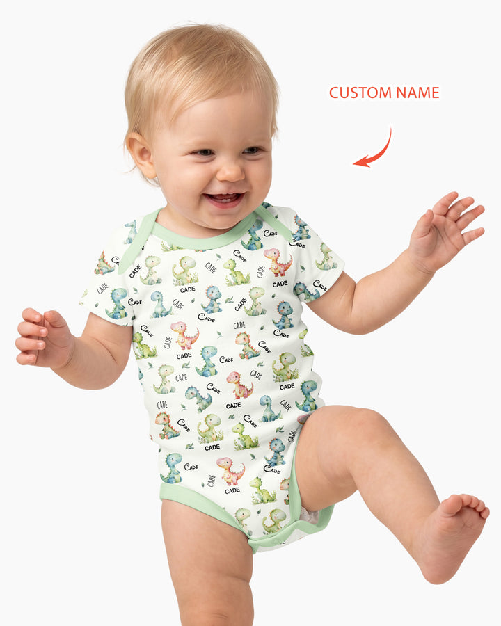 Dinosaur Custom Name Bamboo Bodysuit