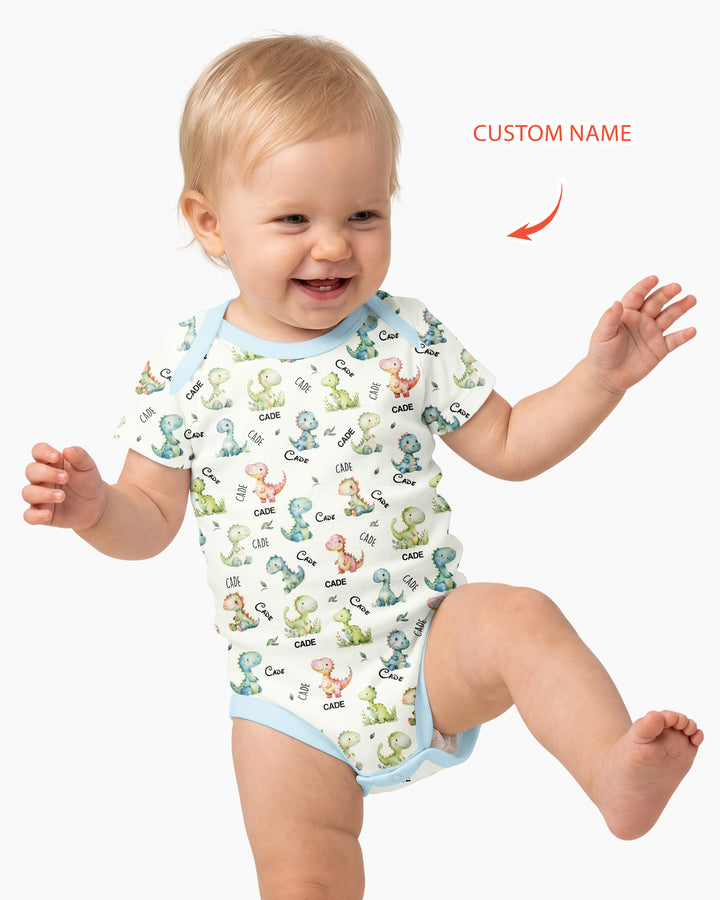 Dinosaur Custom Name Bamboo Bodysuit