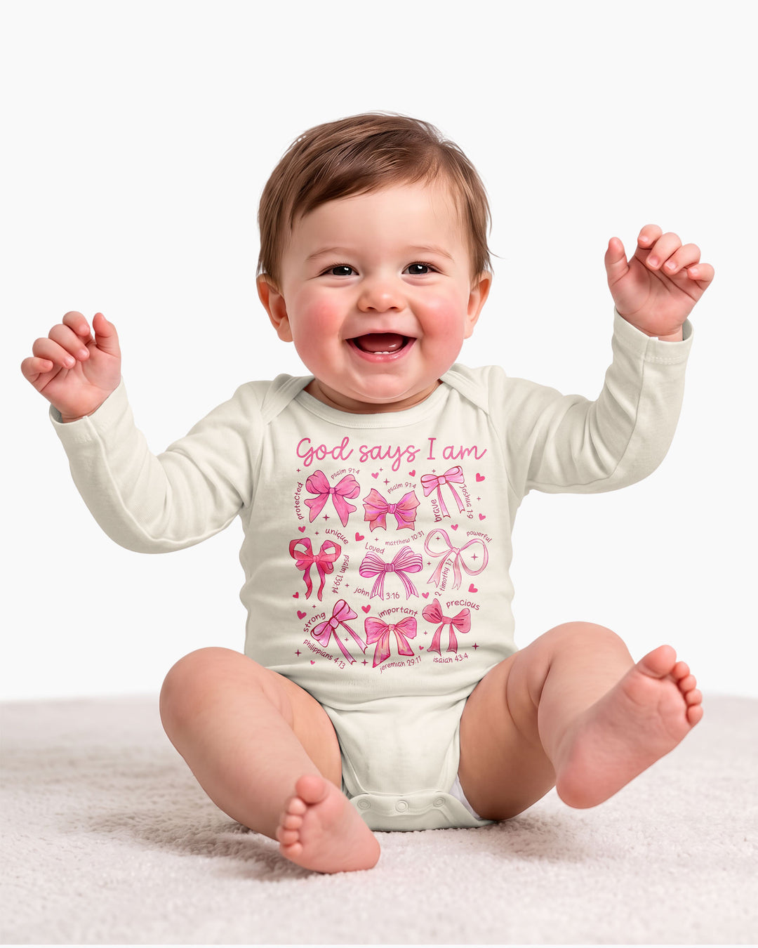 God Says I Am Scripture Baby Girl Bamboo Bodysuit